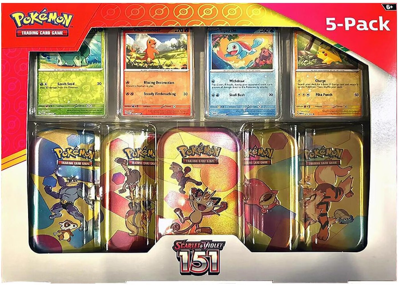 Pokemon 151 Mini Tins (5-pack) with 4 Promo Cards – English Edition (Set B)