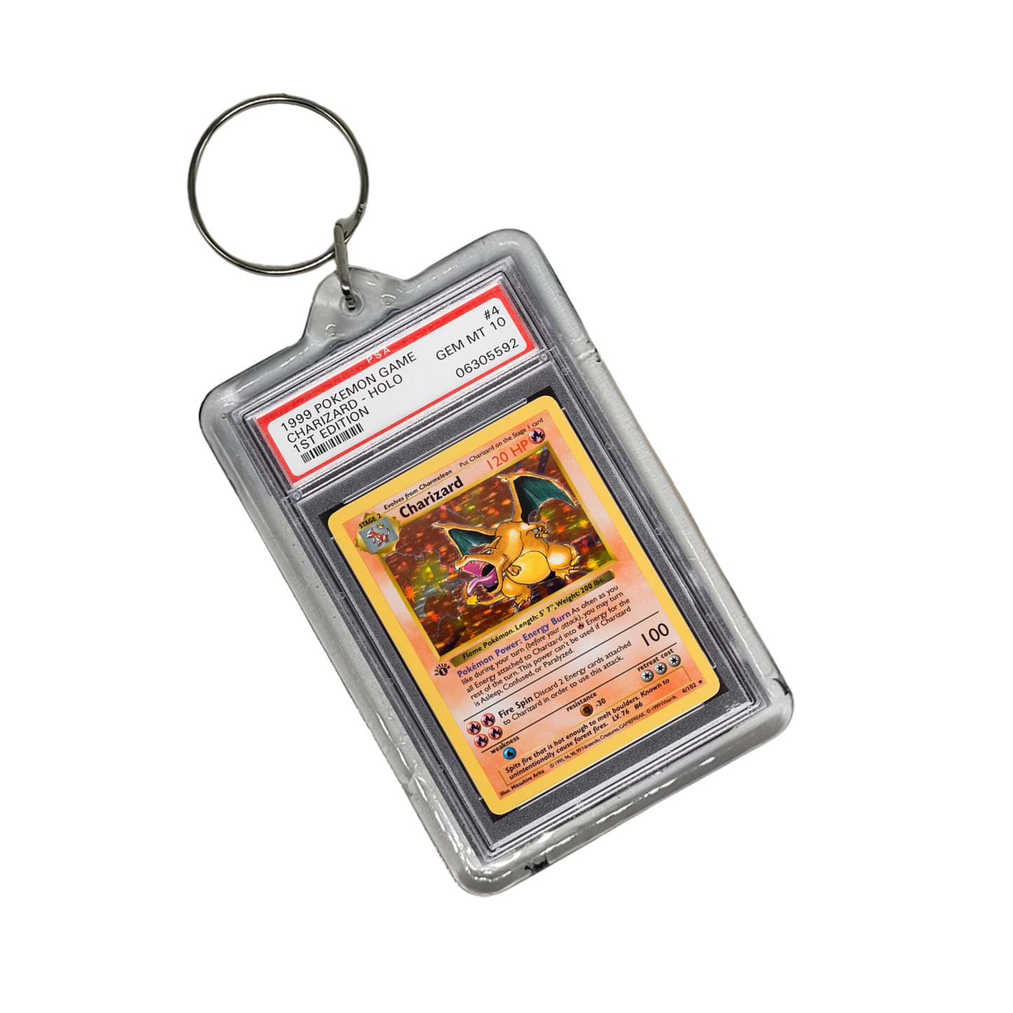 Charizard Shadowless Pokemon Graded Slab Keychains