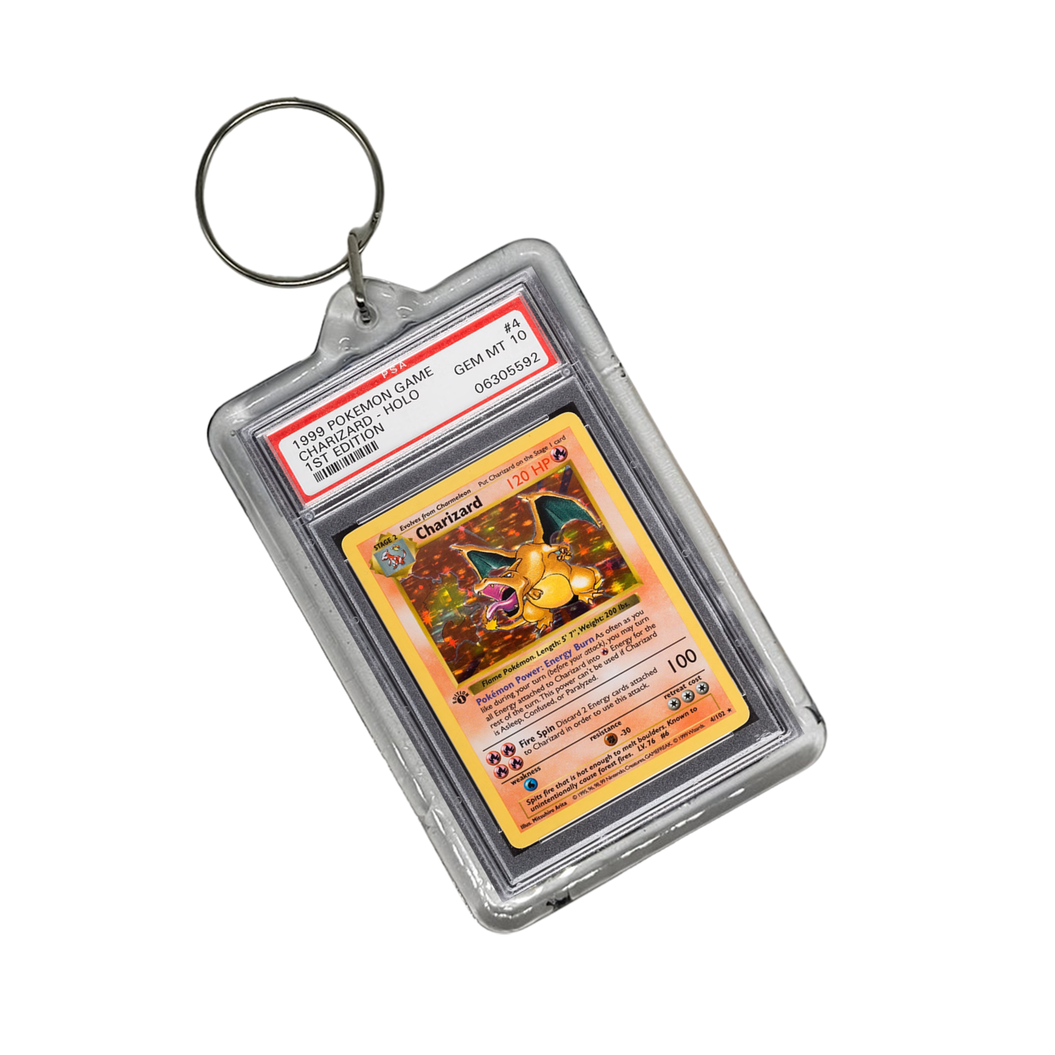 Charizard Shadowless Pokemon Graded Slab Keychains