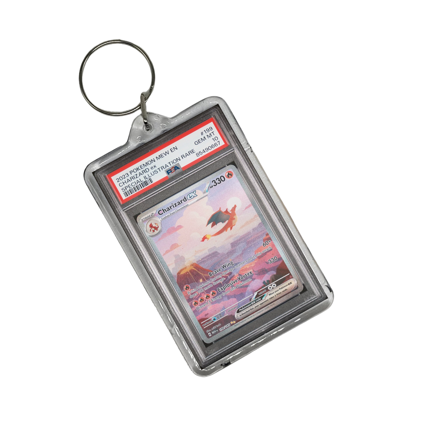 Charizard Ex Pokemon Graded Slab Keychains