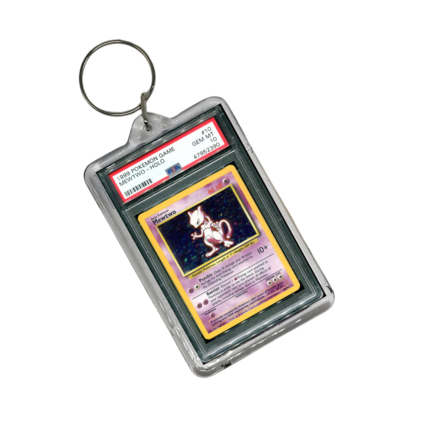 Mewtwo Pokemon Graded Slab Keychain