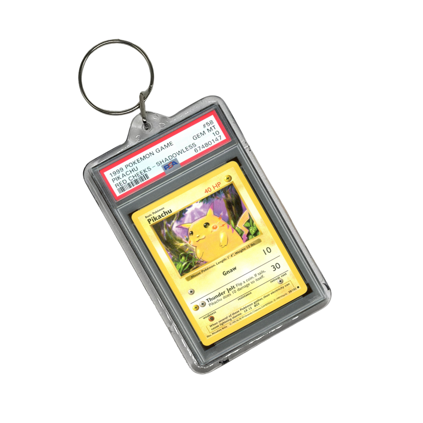 Pikachu Red Cheeks Pokemon Graded Slab Keychain