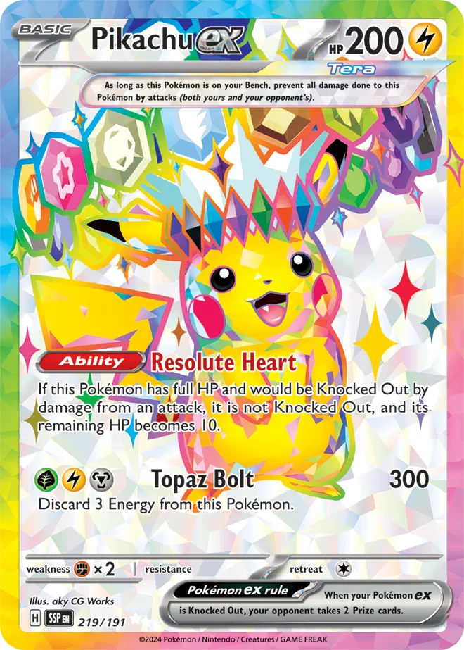 Pikachu ex Surging Sparks Ultra Rare 219/191