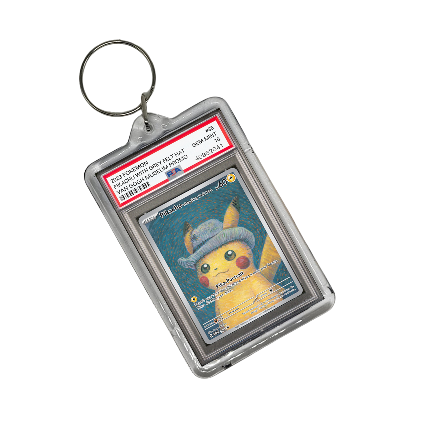 Pikachu with Grey Felt Hat Pokemon Graded Slab Keychain